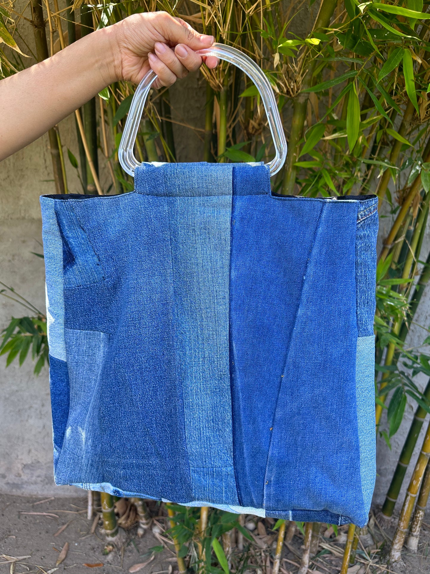 Bolsa denim patchwork retro