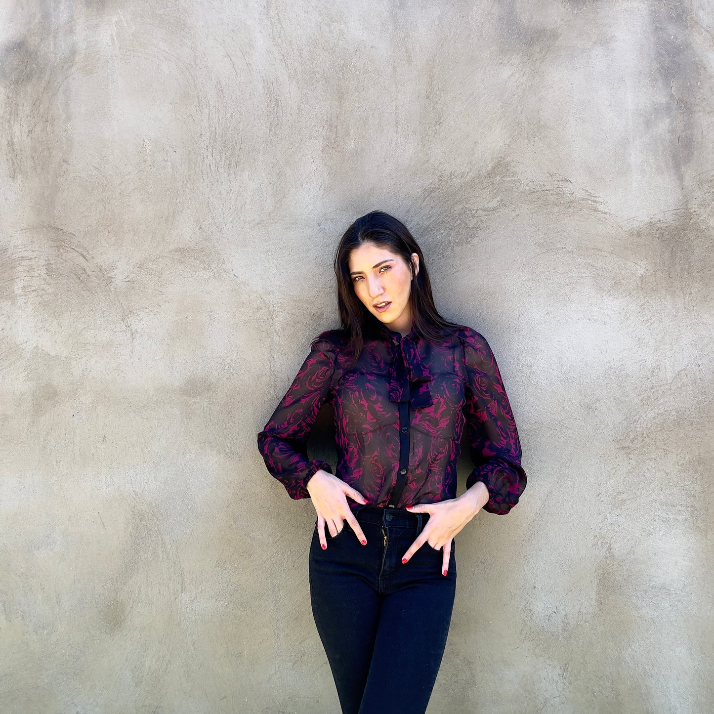 Camisa lazo negro con rosa