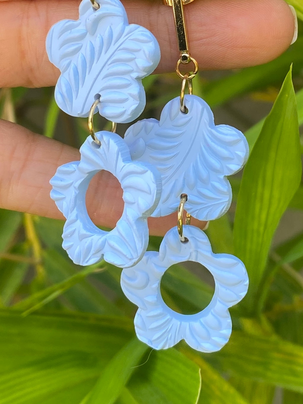 Aretes flores baby blue